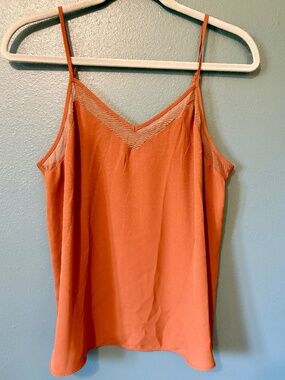 Copper Tank Top With Mesh Boarder Neckline